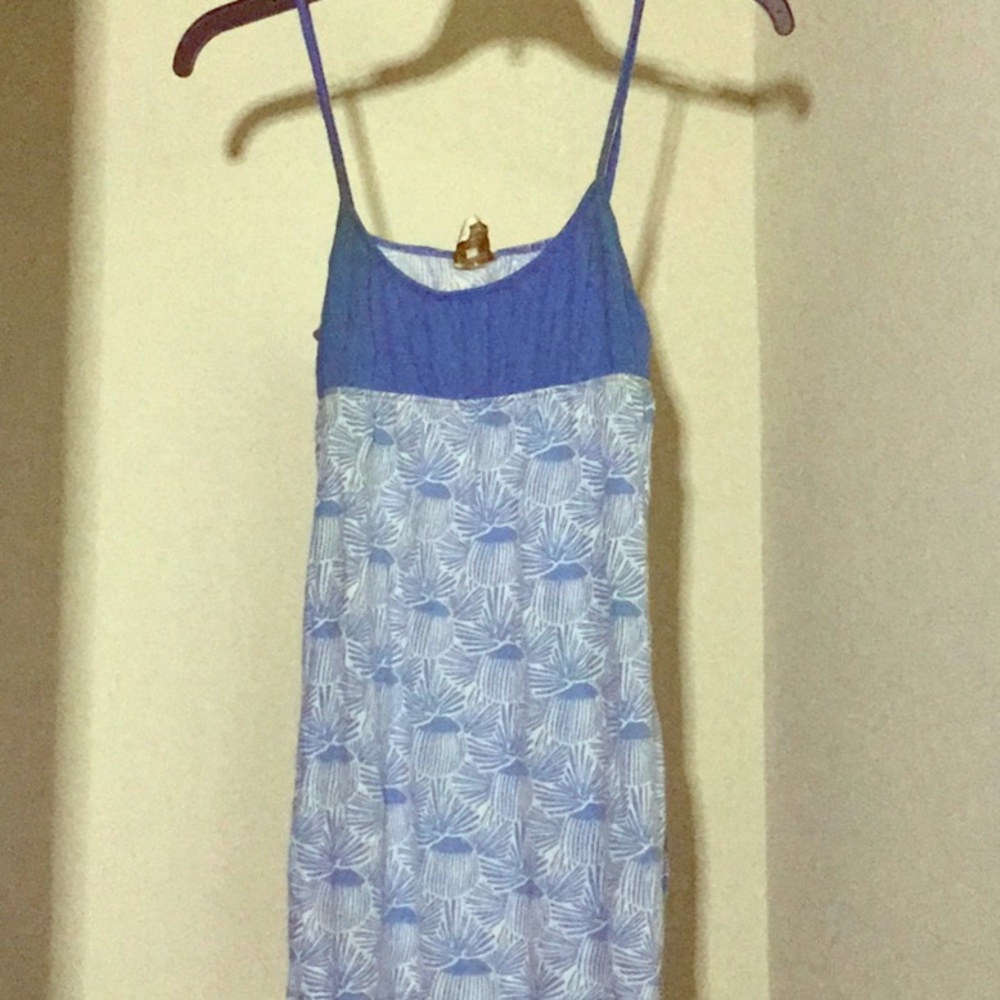 Long blue spaghetti straps top